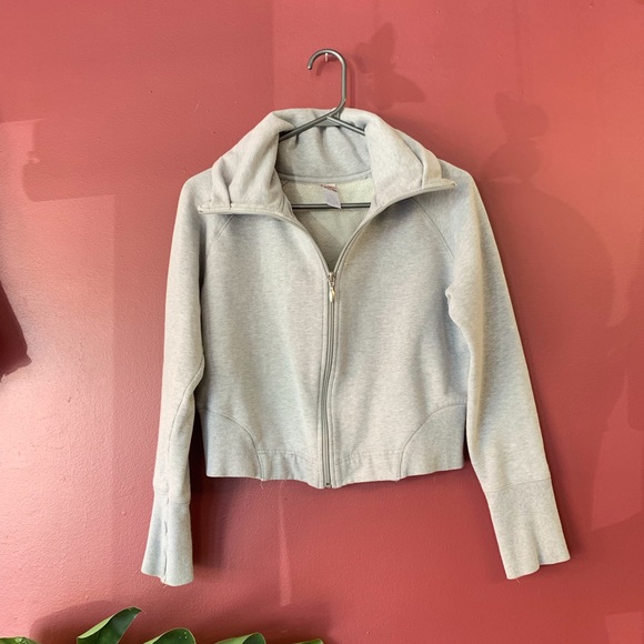 💙 Cropped Gray Sportek Zip Up Sweatshirt Size Medium - Picture 4 of 4